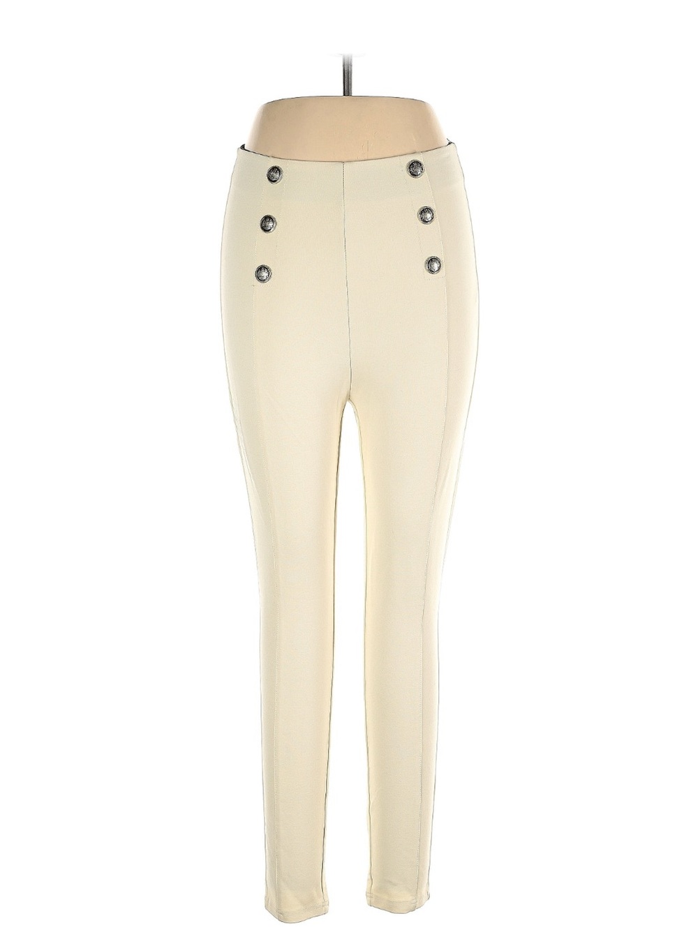 Zara High Waisted Skinny Sailor Pants Leggings Ivory L